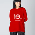 kaeru10の白ロゴ ビッグシルエットロングスリーブTシャツ