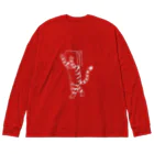 neconos Goodsのふくろねこ白プリント（ねこかもいぬかも） Big Long Sleeve T-Shirt