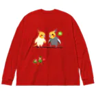 LittleLoroのどノーマルオカメインコとルチノーちょいわき 0350 ビッグシルエットロングスリーブTシャツ