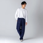 『NG （Niche・Gate）』ニッチゲート-- IN SUZURIの動物家紋。丸に一つ松スイギュウh.t.白 Big Long Sleeve T-Shirt :model wear (male)