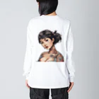 streetsnapの可愛いタトゥーだらけの女性、両面プリントロングTシャツ、期間限定 Big Long Sleeve T-Shirt