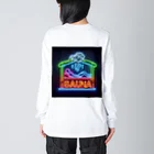 N SAUNA LOGOのネオン風サウナロゴ2 ビッグシルエットロングスリーブTシャツ