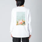 DGDGのピンクと白の花びら ビッグシルエットロングスリーブTシャツ