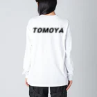 DJ TOMOYA ◢ ◤のロゴ　ブラック ビッグシルエットロングスリーブTシャツ