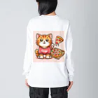 いろいろTOSIVOのピザでも食っとけや！ねこピザパーティーの開催です ビッグシルエットロングスリーブTシャツ