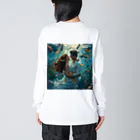 AQUAMETAVERSEの人魚姫と王子の微笑み アメジスト 2846 ビッグシルエットロングスリーブTシャツ