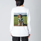 ぽめさくの犬野球 ビッグシルエットロングスリーブTシャツ