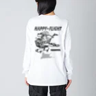 nidan-illustrationのhappy dog -happy flight- (black ink) Big Long Sleeve T-Shirt