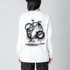 nidan-illustrationのmelted bikes #2 (black ink) ビッグシルエットロングスリーブTシャツ