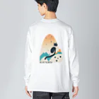 aokitaの【BLUE NORTH】キャットシルエットデザイン Big Long Sleeve T-Shirt