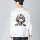 streetsnapの可愛いタトゥーだらけの女性、両面プリントロングTシャツ、期間限定 Big Long Sleeve T-Shirt