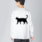 Teatime ティータイムの黒猫は見ていた　ねこ ビッグシルエットロングスリーブTシャツ