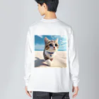 猫と紡ぐ物語の南国の海辺を歩く勇ましさに胸キュン猫 Big Long Sleeve T-Shirt