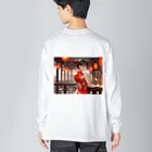 HokutoKenのチャイナ服少女 Big Long Sleeve T-Shirt