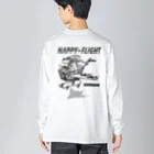 nidan-illustrationのhappy dog -happy flight- (black ink) Big Long Sleeve T-Shirt