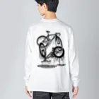 nidan-illustrationのmelted bikes #2 (black ink) ビッグシルエットロングスリーブTシャツ