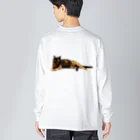 水彩屋のサビ猫で虎柄 ビッグシルエットロングスリーブTシャツ