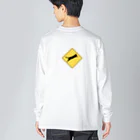 サワネチヒロのショップの猫飛び出し注意文字入り。 Big Long Sleeve T-Shirt