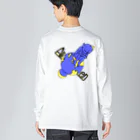 テキトードローイングのエイリアン(青) 루즈핏 롱 슬리브 티셔츠