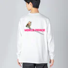 Siderunの館 B2の【バックプリント】世界平和だよ！さげみちゃん（ドット文字） Big Long Sleeve T-Shirt