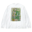 なすこのクレヨンエレベーター、緑と黄色 Big Long Sleeve T-Shirt