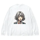 streetsnapの可愛いタトゥーだらけの女性、両面プリントロングTシャツ、期間限定 Big Long Sleeve T-Shirt