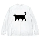 Teatime ティータイムの黒猫は見ていた　ねこ Big Long Sleeve T-Shirt