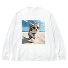 猫と紡ぐ物語の南国の海辺を歩く勇ましさに胸キュン猫 Big Long Sleeve T-Shirt