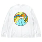 aloha_world_in_circleのjapan mount Fuji rainbow ビッグシルエットロングスリーブTシャツ