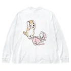 nya-mew（ニャーミュー）のやっちまったニャーちゃん(バックプリント) Big Long Sleeve T-Shirt