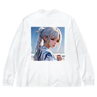 スカ次郎ショップの白髪和服美女シリーズ0001 Big Long Sleeve T-Shirt