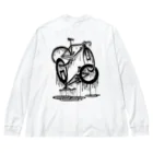 nidan-illustrationのmelted bikes #2 (black ink) ビッグシルエットロングスリーブTシャツ