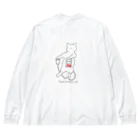 amemugi（あめむぎ）の（背面ver.）電池切れのネコ ビッグシルエットロングスリーブTシャツ