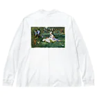 HermannStrasseのモネとグリーンイグアナ：バックプリント Big Long Sleeve T-Shirt