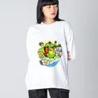 Cody the LovebirdのChubby Bird セキセイインコの妖精 Matcha 一緒に森を守ろう！ ビッグシルエットロングスリーブTシャツ