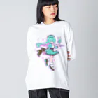 モナ子のメカクレチョコミントさんとメロンクリームソーダ ビッグシルエットロングスリーブTシャツ