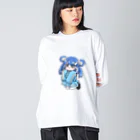 海蘭の水色ジャージちゃん(透過) ビッグシルエットロングスリーブTシャツ