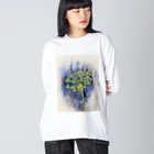 あおニャーマンの植物画着彩2 ビッグシルエットロングスリーブTシャツ