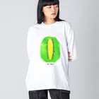 花と女性のイラストレーションのキウイ（kiwifruit）2022 ビッグシルエットロングスリーブTシャツ