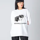 ユニークなワンちゃんデザインのお店のボーダーコリー モノクロデザイン Big Long Sleeve T-Shirt