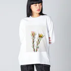 あおニャーマンの花水彩画 ビッグシルエットロングスリーブTシャツ