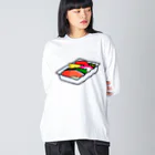 脂身通信Ｚの【両面プリント】のぼり旗♪お弁当1910 ビッグシルエットロングスリーブTシャツ