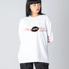 Mr.Kamako　～かま子の沼&かま子の飯 オリジナルグッズSHOP～のロゴ　モノクロ ビッグシルエットロングスリーブTシャツ