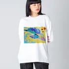 アート工房　甘月蝕(kanngesshoku)『TAaKA』のストアのMary's  tweets『ワーイ、海水浴って最高!!』 Big Long Sleeve T-Shirt