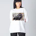 パート主婦しずかのオリジナルイラストグッズのカラスのハッピー Big Long Sleeve T-Shirt