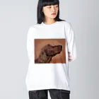 【CPPAS】Custom Pet Portrait Art Studioのアイリッシュセッタードッグ - レンガブロック背景 Big Long Sleeve T-Shirt