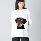 【CPPAS】Custom Pet Portrait Art Studioのかわいい子犬のロットワイラー Big Long Sleeve T-Shirt