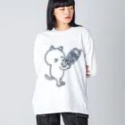 風野ひつじのガラケー猫 ビッグシルエットロングスリーブTシャツ