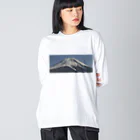 下田村の冠雪した富士山 Big Long Sleeve T-Shirt