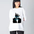 あっきー 🐈ねこ専門デザイナーのNEKONOTEMO KARITAI Big Long Sleeve T-Shirt